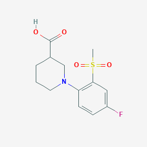 molecular formula C13H16FNO4S B1387936 1-[4-Fluoro-2-(methylsulfonyl)phenyl]piperidine-3-carboxylic acid CAS No. 914637-71-1