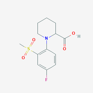 molecular formula C13H16FNO4S B1387937 1-[4-Fluoro-2-(methylsulfonyl)phenyl]piperidine-2-carboxylic acid CAS No. 1214696-88-4