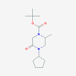 molecular formula C15H26N2O3 B13879581 Tert-butyl 4-cyclopentyl-2-methyl-5-oxopiperazine-1-carboxylate 