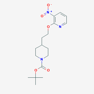 molecular formula C17H25N3O5 B13879636 tert-Butyl 4-(2-((3-nitropyridin-2-yl)oxy)ethyl)piperidine-1-carboxylate 