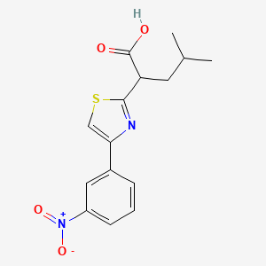 molecular formula C15H16N2O4S B13879649 4-Methyl-2-[4-(3-nitrophenyl)-1,3-thiazol-2-yl]pentanoic acid 