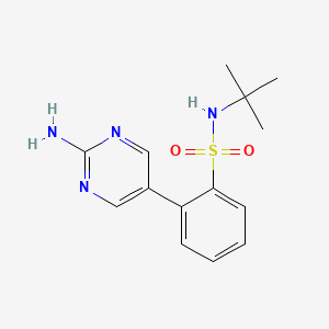 molecular formula C14H18N4O2S B13879709 2-(2-aminopyrimidin-5-yl)-N-tert-butylbenzenesulfonamide 