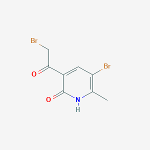 molecular formula C8H7Br2NO2 B13879719 5-(2-Bromoacetyl)-3-bromo-2-methyl-6-oxo-1,6-dihydropyridine 