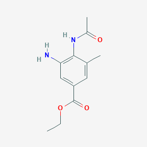 molecular formula C12H16N2O3 B13879729 Ethyl 4-(acetylamino)-3-amino-5-methylbenzoate 