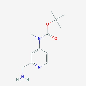 molecular formula C12H19N3O2 B13879800 tert-butyl N-[2-(aminomethyl)pyridin-4-yl]-N-methylcarbamate 