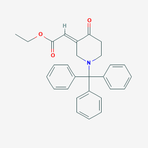 molecular formula C28H27NO3 B138799 (2E)-2-[4-Oxo-1-trityl-3-piperidinylidene]acetic Acid Ethyl Ester CAS No. 239466-39-8