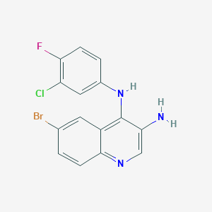 molecular formula C15H10BrClFN3 B13880037 6-bromo-4-N-(3-chloro-4-fluorophenyl)quinoline-3,4-diamine 