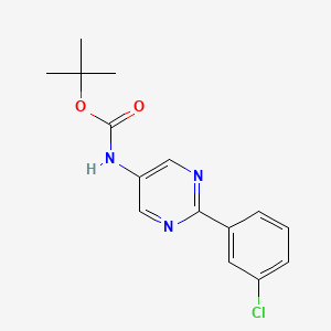 molecular formula C15H16ClN3O2 B13880143 Carbamic acid, N-[2-(3-chlorophenyl)-5-pyrimidinyl]-, 1,1-dimethylethyl ester CAS No. 1314390-35-6