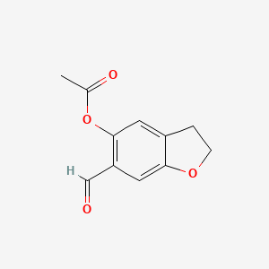 molecular formula C11H10O4 B13880308 (6-Formyl-2,3-dihydro-1-benzofuran-5-yl) acetate 