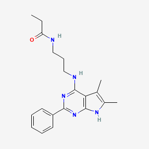 N-[3-[(5,6-dimethyl-2-phenyl-7H-pyrrolo[2,3-d]pyrimidin-4-yl)amino]propyl]propanamide