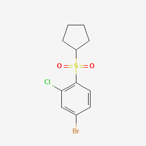 molecular formula C11H12BrClO2S B13880508 4-Bromo-2-chloro-1-cyclopentylsulfonylbenzene 