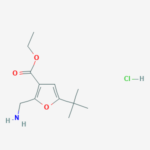 molecular formula C12H20ClNO3 B1388055 2-Aminomethyl-5-tert-butyl-furan-3-carboxylic acid ethyl ester hydrochloride CAS No. 944467-98-5