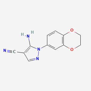 molecular formula C12H10N4O2 B1388069 5-Amino-1-(2,3-dihydrobenzo[1,4]dioxin-6-yl)-1H-pyrazole-4-carbonitrile CAS No. 1175839-90-3