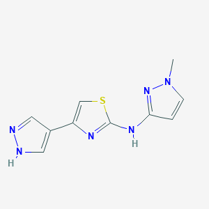 molecular formula C10H10N6S B13880808 N-(1-methylpyrazol-3-yl)-4-(1H-pyrazol-4-yl)-1,3-thiazol-2-amine 