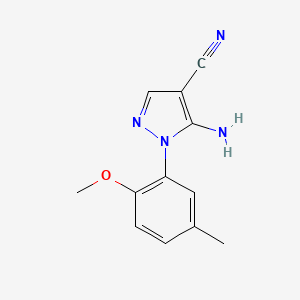 molecular formula C12H12N4O B1388089 5-Amino-1-(2-methoxy-5-methylphenyl)-1H-pyrazole-4-carbonitrile CAS No. 1175922-26-5