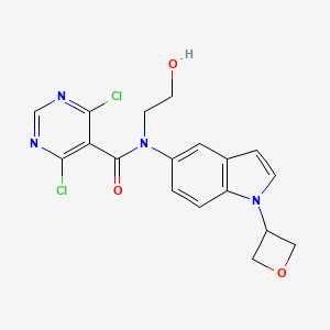 4,6-Dichloro-N-(2-hydroxyethyl)-N-(1-(oxetan-3-yl)-1H-indol-5-yl)pyrimidine-5-carboxamide