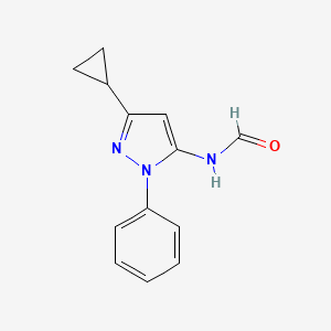 molecular formula C13H13N3O B13880927 N-(5-cyclopropyl-2-phenylpyrazol-3-yl)formamide 