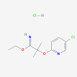 molecular formula C11H16Cl2N2O2 B13880934 Ethyl 2-(5-chloropyridin-2-yl)oxy-2-methylpropanimidate;hydrochloride 