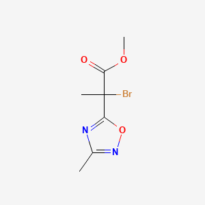 molecular formula C7H9BrN2O3 B13880943 Methyl 2-bromo-2-(3-methyl-1,2,4-oxadiazol-5-yl)propanoate 