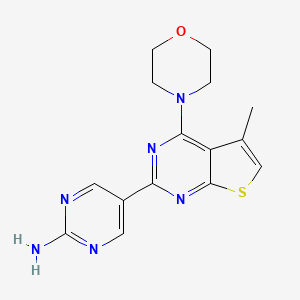 molecular formula C15H16N6OS B13881051 5-(5-Methyl-4-morpholin-4-ylthieno[2,3-d]pyrimidin-2-yl)pyrimidin-2-amine 