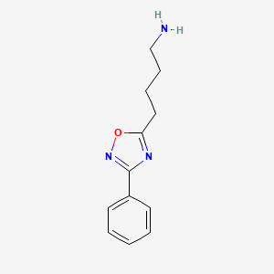 molecular formula C12H15N3O B13881082 4-(3-Phenyl-1,2,4-oxadiazol-5-yl)butan-1-amine 