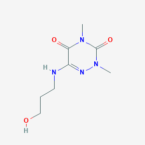 molecular formula C8H14N4O3 B13881152 6-(3-Hydroxypropylamino)-2,4-dimethyl-1,2,4-triazine-3,5-dione 