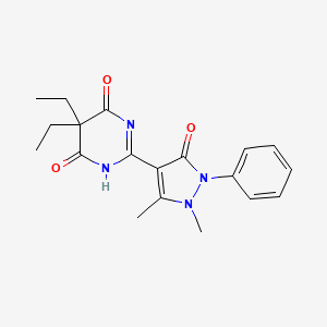 molecular formula C19H22N4O3 B13881213 2-(1,5-dimethyl-3-oxo-2-phenylpyrazol-4-yl)-5,5-diethyl-1H-pyrimidine-4,6-dione 