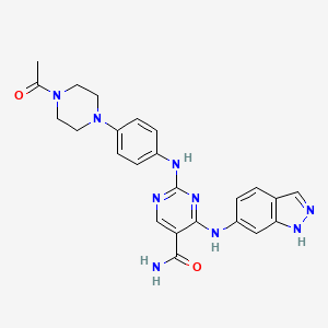 2-[4-(4-acetylpiperazin-1-yl)anilino]-4-(1H-indazol-6-ylamino)pyrimidine-5-carboxamide