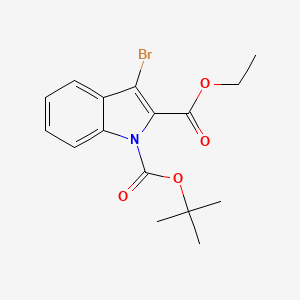 molecular formula C16H18BrNO4 B1388160 1-(tert-butyl) 2-ethyl 3-bromo-1H-indole-1,2-dicarboxylate CAS No. 1135283-20-3