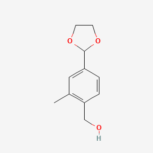 molecular formula C11H14O3 B13881683 [4-(1,3-Dioxolan-2-yl)-2-methylphenyl]methanol 