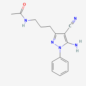 molecular formula C15H17N5O B1388169 N-[3-(5-amino-4-cyano-1-phenylpyrazol-3-yl)propyl]acetamide CAS No. 1197545-26-8