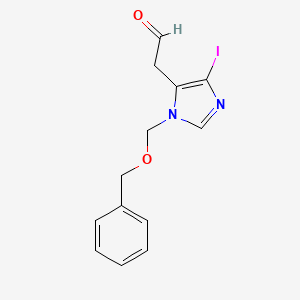 molecular formula C13H13IN2O2 B13881726 {1-[(Benzyloxy)methyl]-4-iodo-1H-imidazol-5-yl}acetaldehyde CAS No. 949492-70-0