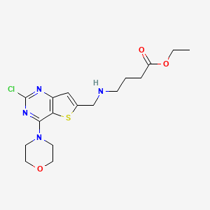 molecular formula C17H23ClN4O3S B13881765 Ethyl 4-[(2-chloro-4-morpholin-4-ylthieno[3,2-d]pyrimidin-6-yl)methylamino]butanoate 