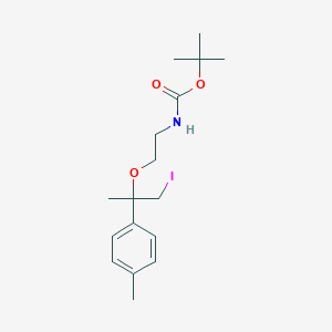 B1388181 tert-butyl N-(2-{[2-(4-methylphenyl)-1-iodopropan-2-yl]oxy}ethyl)carbamate CAS No. 902836-79-7