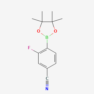 molecular formula C13H15BFNO2 B1388188 3-Fluoro-4-(4,4,5,5-tetramethyl-1,3,2-dioxaborolan-2-yl)benzonitrile CAS No. 1035235-29-0