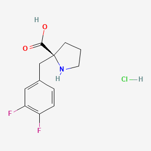molecular formula C12H14ClF2NO2 B1388198 (S)-2-(3,4-Difluorobenzyl)pyrrolidine-2-carboxylic acid hydrochloride CAS No. 1217750-06-5