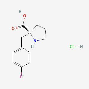 molecular formula C12H15ClFNO2 B1388199 (S)-2-(4-Fluorobenzyl)pyrrolidine-2-carboxylic acid hydrochloride CAS No. 637020-70-3