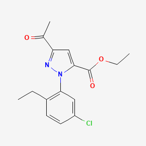 molecular formula C16H17ClN2O3 B13881995 Ethyl 5-acetyl-2-(5-chloro-2-ethylphenyl)pyrazole-3-carboxylate 