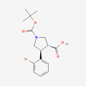 molecular formula C16H20BrNO4 B1388203 (3R,4S)-4-(2-Bromophenyl)-1-(tert-butoxycarbonyl)pyrrolidine-3-carboxylic acid CAS No. 1161787-74-1