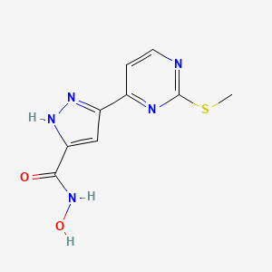 molecular formula C9H9N5O2S B13882090 N-hydroxy-3-(2-methylsulfanylpyrimidin-4-yl)-1H-pyrazole-5-carboxamide 