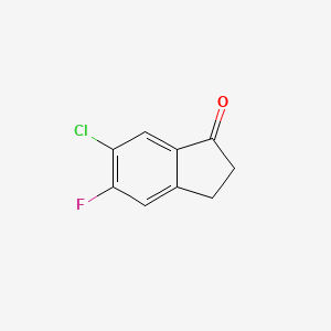 molecular formula C9H6ClFO B1388212 6-クロロ-5-フルオロ-2,3-ジヒドロ-1H-インデン-1-オン CAS No. 881189-75-9