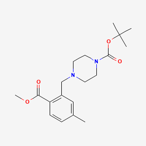 molecular formula C19H28N2O4 B13882121 Tert-butyl 4-[[2-(methoxycarbonyl)-5-methylphenyl]methyl]piperazine-1-carboxylate 