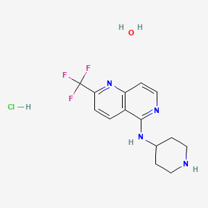 molecular formula C14H18ClF3N4O B1388214 N-piperidin-4-yl-2-(trifluoromethyl)-1,6-naphthyridin-5-amine hydrochloride monohydrate CAS No. 1452488-43-5