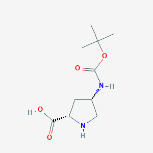 molecular formula C10H18N2O4 B1388220 (2S,4S)-4-((tert-Butoxycarbonyl)amino)pyrrolidine-2-carboxylic acid CAS No. 1279034-78-4