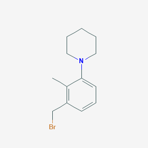 molecular formula C13H18BrN B13882219 1-[3-(bromomethyl)-2-methylphenyl]Piperidine 