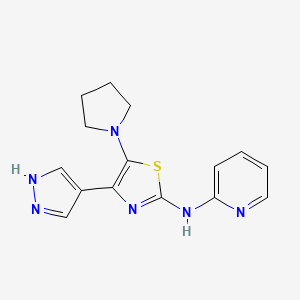 molecular formula C15H16N6S B13882247 4-(1H-pyrazol-4-yl)-N-pyridin-2-yl-5-pyrrolidin-1-yl-1,3-thiazol-2-amine 