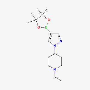 molecular formula C16H28BN3O2 B13882256 1-Ethyl-4-[4-(4,4,5,5-tetramethyl-1,3,2-dioxaborolan-2-yl)pyrazol-1-yl]piperidine 