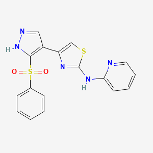 4-[5-(benzenesulfonyl)-1H-pyrazol-4-yl]-N-pyridin-2-yl-1,3-thiazol-2-amine