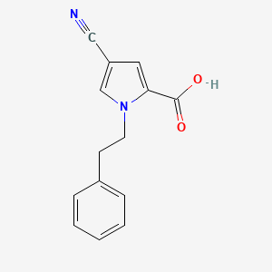 molecular formula C14H12N2O2 B13882439 4-Cyano-1-(2-phenylethyl)pyrrole-2-carboxylic acid 