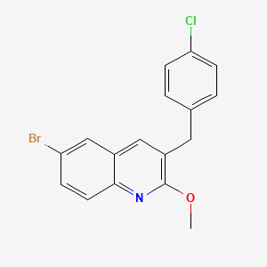 molecular formula C17H13BrClNO B13882533 6-Bromo-3-[(4-chlorophenyl)methyl]-2-methoxyquinoline CAS No. 918519-49-0